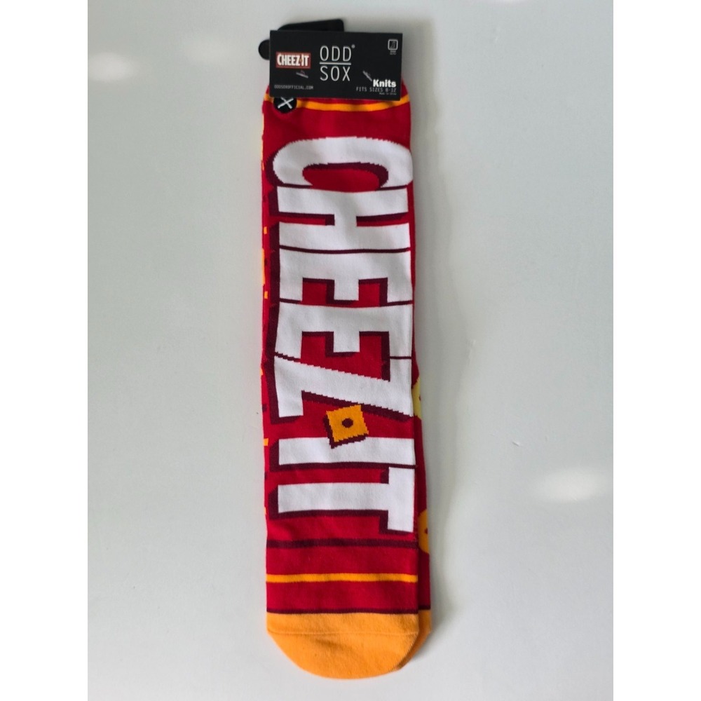 ODD SOX Cheez-It Original Cheese Crackers Novelty Crew Socks Size 8-12